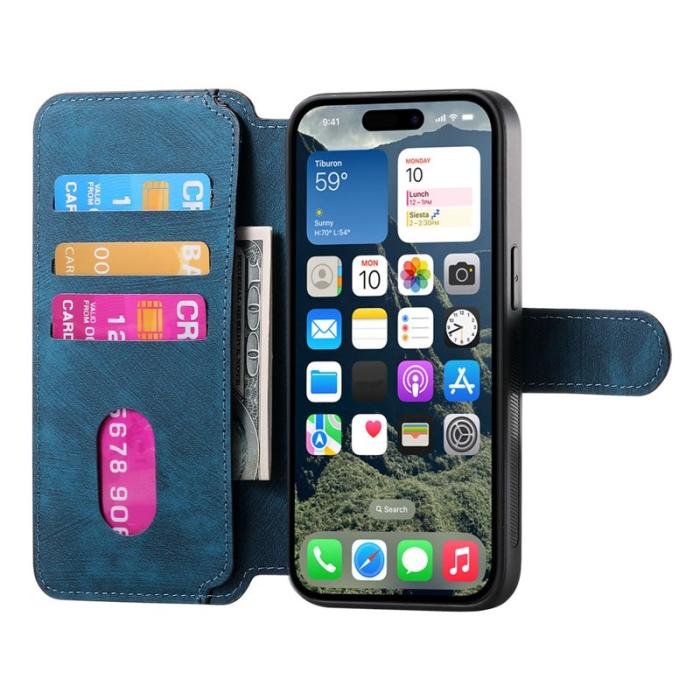 CASENEO - CASENEO iPhone 16 Plus Plånboksfodral Konstläder - Blå