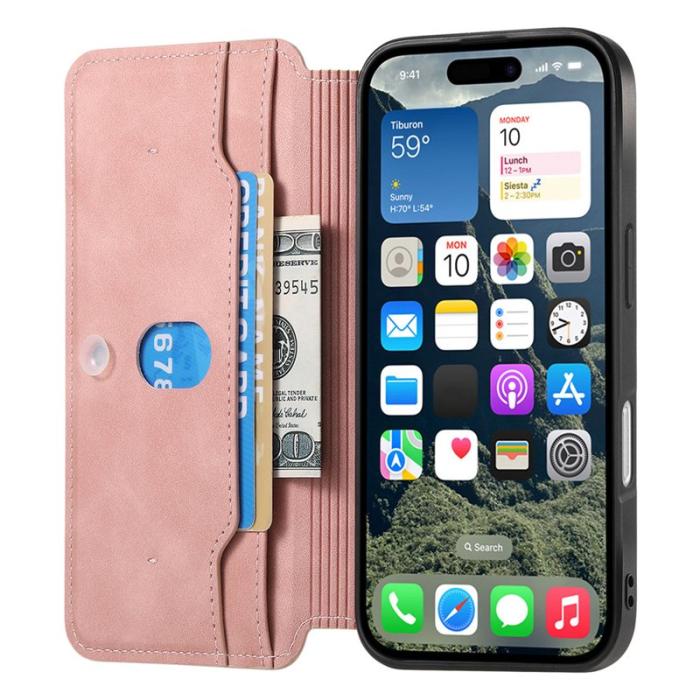 CASENEO - CASENEO iPhone 16 Plus Plånboksfodral Konstläder - Rosa
