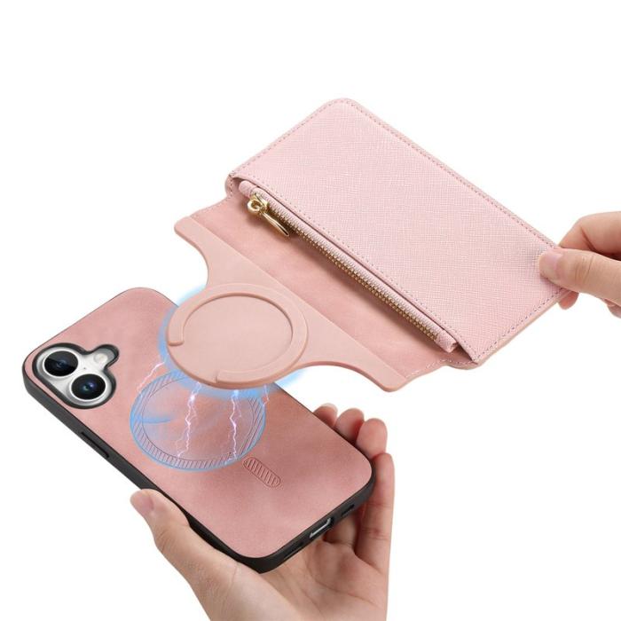 CASENEO - CASENEO iPhone 16 Plus Plånboksfodral Konstläder - Rosa