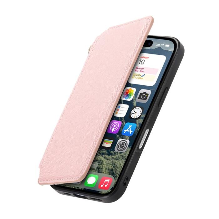 CASENEO - CASENEO iPhone 16 Plus Plånboksfodral Konstläder - Rosa