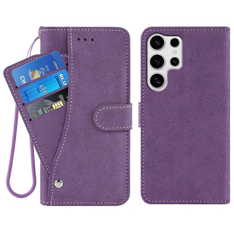Samsung Galaxy S26 Ultra Plånboksfodral Konstläder Retro - Lila