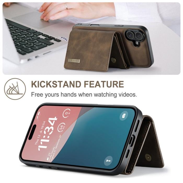 DG.MING - DG.MING M1 Series Mobilskal till iPhone 16 Plus Kickstand Brun