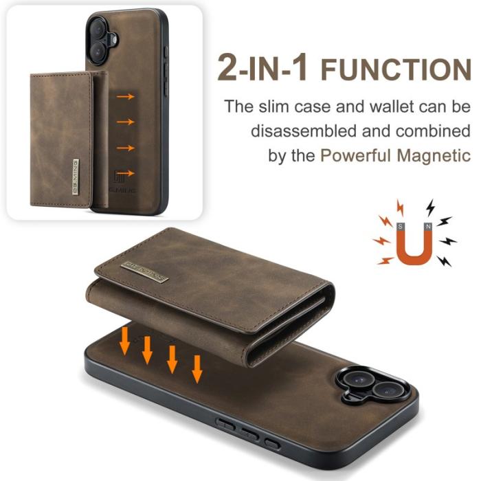 DG.MING - DG.MING M1 Series Mobilskal till iPhone 16 Plus Kickstand Brun