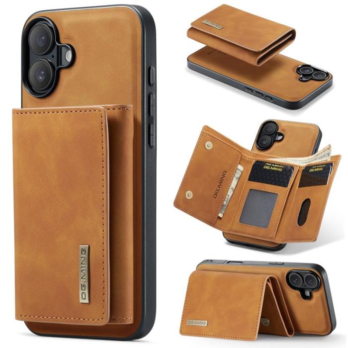 DG.MING - DG.MING M1 Series Mobilskal till iPhone 16 Plus Kickstand PU - Brun