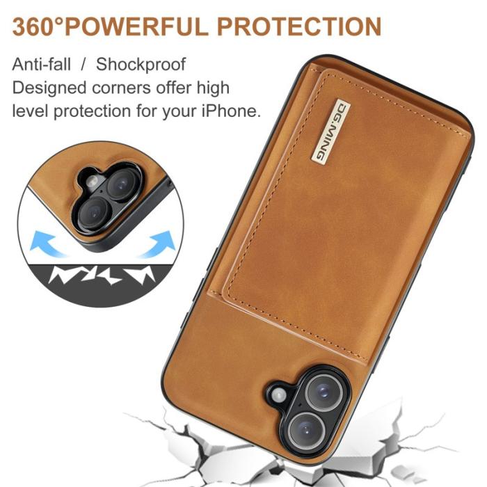DG.MING - DG.MING M1 Series Mobilskal till iPhone 16 Plus Kickstand PU - Brun