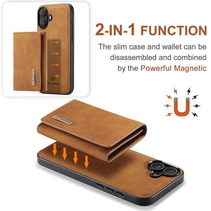 DG.MING - DG.MING M1 Series Mobilskal till iPhone 16 Plus Kickstand PU - Brun