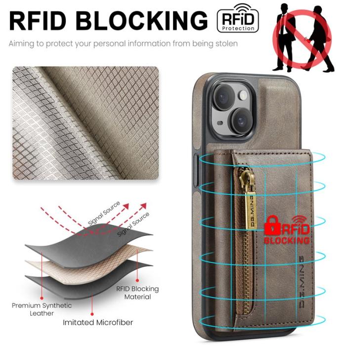 DG.MING - DG.MING M5 Series Mobilskal till iPhone 14 Plus Magnetiskt Konstläder Brun