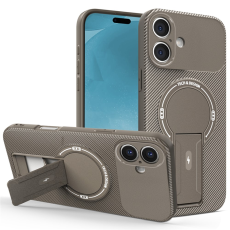 A-One Brand - iPhone 17 Mobilskal MagSafe Kickstand Carbon Fiber - Brun