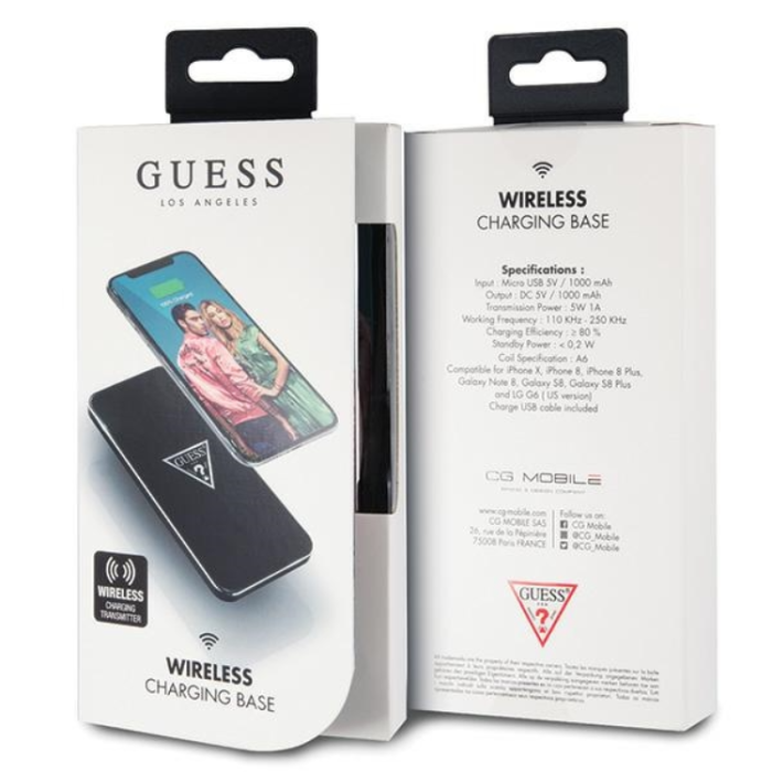 Guess - Guess Trådlös laddare Triangle Logio - Svart