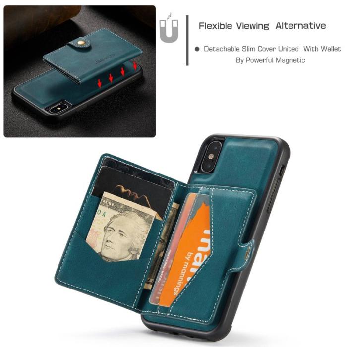 JEEHOOD - JEEHOOD iPhone XS/X Konstläder Plånboksfodral Detachable TPU Grön