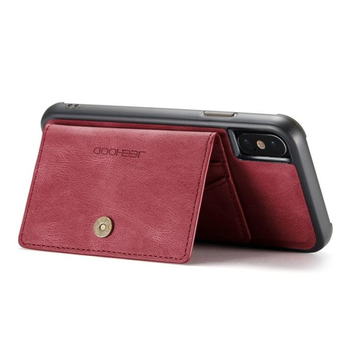 JEEHOOD - JEEHOOD iPhone XS/X Plånboksfodral Konstläder TPU med kickstand - Röd