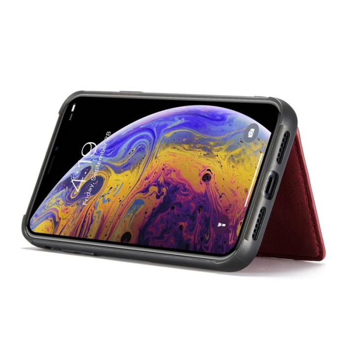JEEHOOD - JEEHOOD iPhone XS/X Plånboksfodral Konstläder TPU med kickstand - Röd