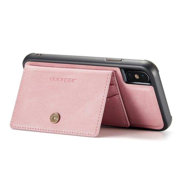 JEEHOOD - JEEHOOD iPhone XS/X Plånboksfodral Konstläder TPU med ställ - Roséguld