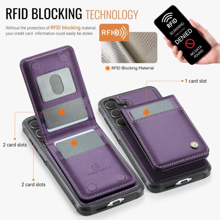 JEEHOOD - JEEHOOD J06 Konstläder fodral till Samsung Galaxy S24 FE - Lila