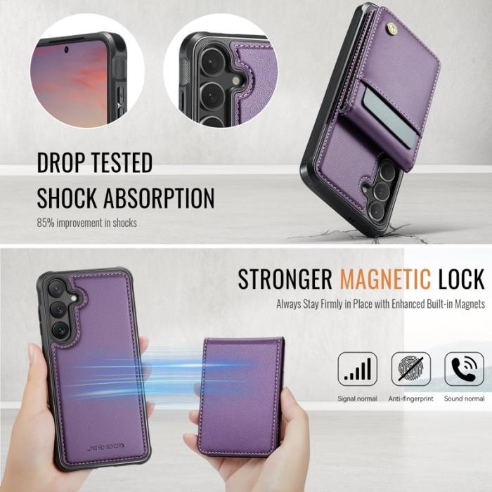 JEEHOOD - JEEHOOD J06 Konstläder fodral till Samsung Galaxy S24 FE - Lila