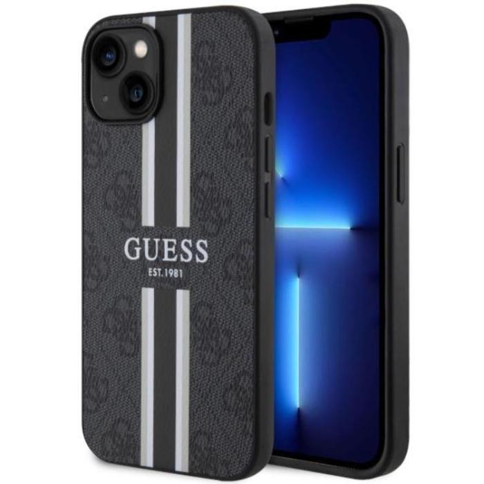Guess - Guess iPhone 14 Plus Mobilskal MagSafe Printed Stripe Svart