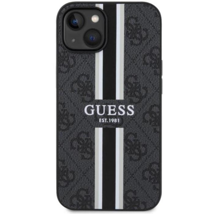Guess - Guess iPhone 14 Plus Mobilskal MagSafe Printed Stripe Svart