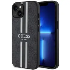 Guess - Guess iPhone 14 Plus Mobilskal MagSafe Printed Stripe Svart
