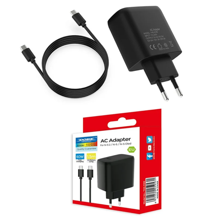 Dobe - DOBE TNS-5169 EU-kontakt 60W Snabbladdare för Nintendo Switch 2/OLED/Konsol