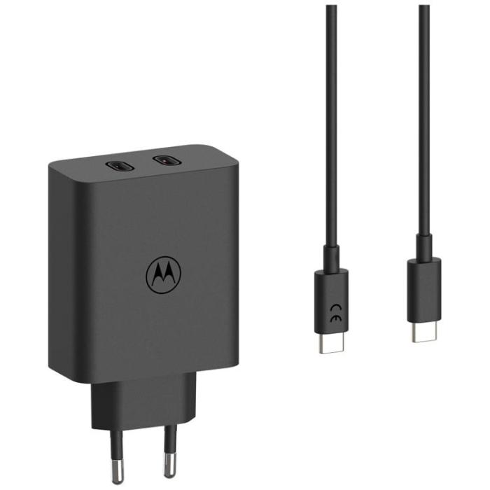 Motorola - Motorola Snabbladdare 125W 2xUSB-C med 1m Kabel TurboPower - Svart