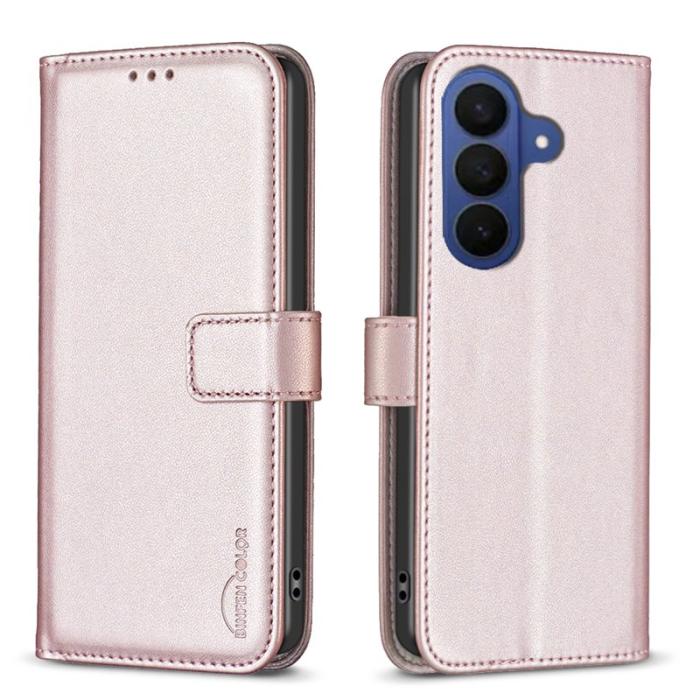 BINFEN COLOR - BINFEN Samsung Galaxy S26 Plus Fodral Folio Flip Konstläder - Roséguld