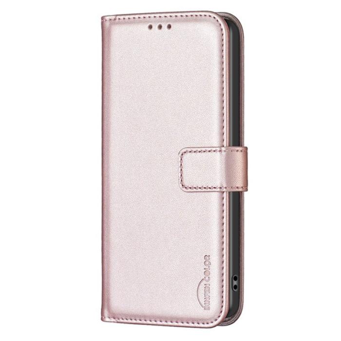 BINFEN COLOR - BINFEN Samsung Galaxy S26 Plus Fodral Folio Flip Konstläder - Roséguld