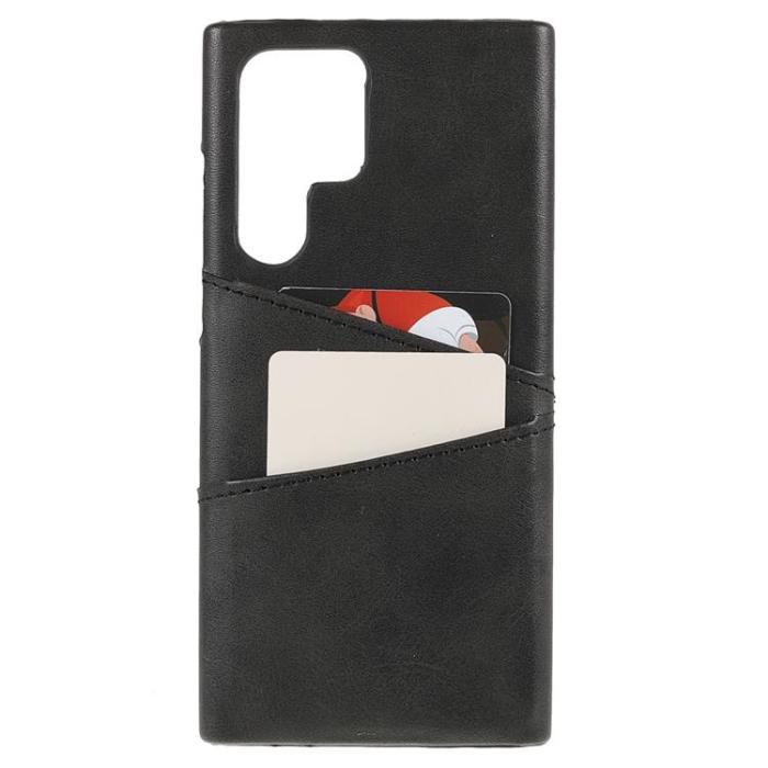 OEM - Kortplats Läder Skal Galaxy S22 Plus - Svart