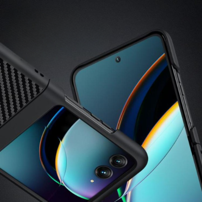 A-One Brand - Motorola Rzar 40 Ultra Mobilskal Carbon Fiber Läder - Guld