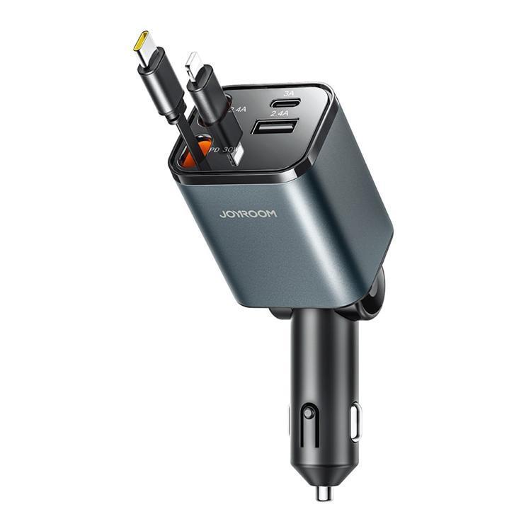 JOYROOM Billaddare 50W Snabbladdning med Indragbara Dubbla Kablar CCL05 | 505295 | AlltMobil
