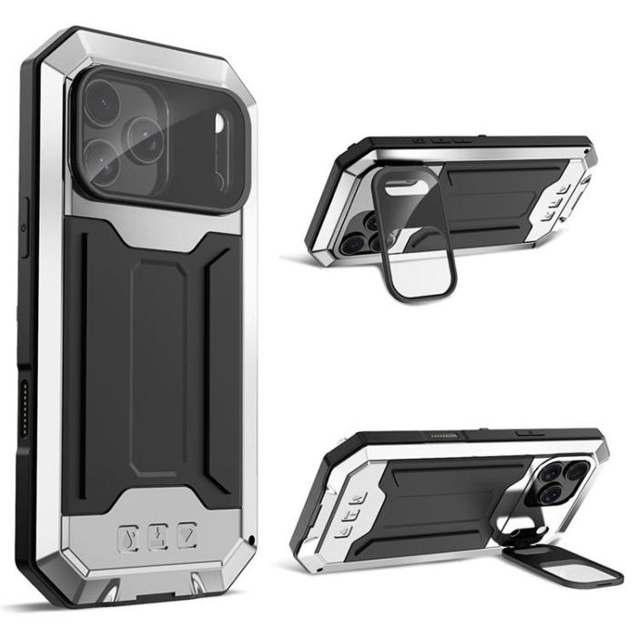 R-JUST - R-JUST iPhone 17 Pro Mobilskal Med Härdad glasfilm - Silver