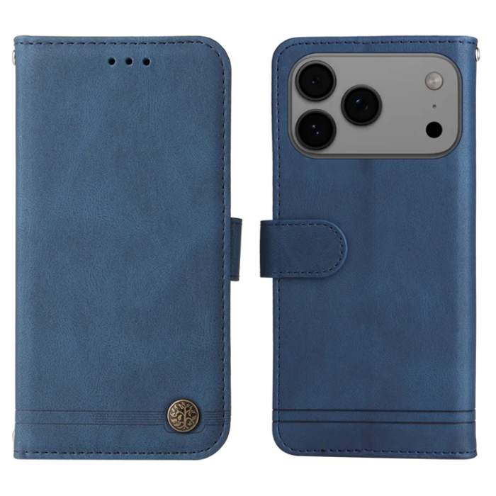 A-One Brand - iPhone 17 Pro Max Plånboksfodral Skin Touch med Rem - Blå