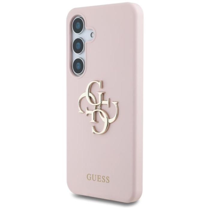 Guess - Guess Galaxy S25 Mobilskal Silikon Big 4G Bottom Script - Rosa