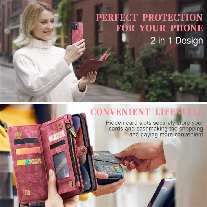 Caseme - CASEME iPhone 15 Plus Plånboksfodral 008 Detachable - Röd