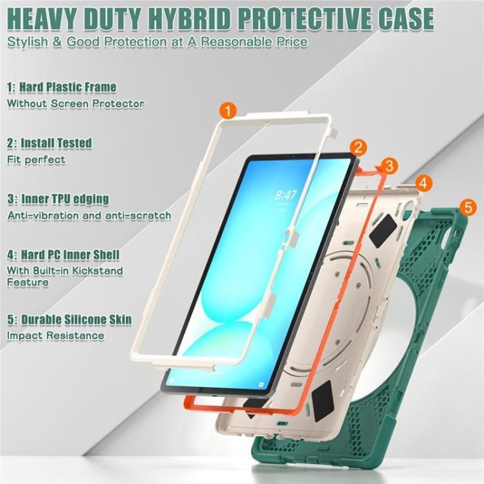 A-One Brand - Galaxy Tab S10 FE Plus Skal Kickstand Handle Grip - Grön