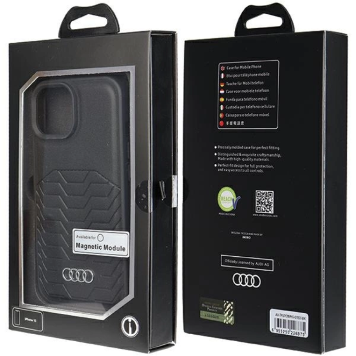 Audi - Audi iPhone 15/14/13 Mobilskal Magsafe Syntetiskt Läder - Svart