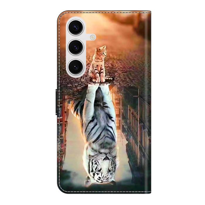 OEM - Samsung Galaxy S26 Plånboksfodral Magnetisk Stängning Konstläder Katt och Tiger