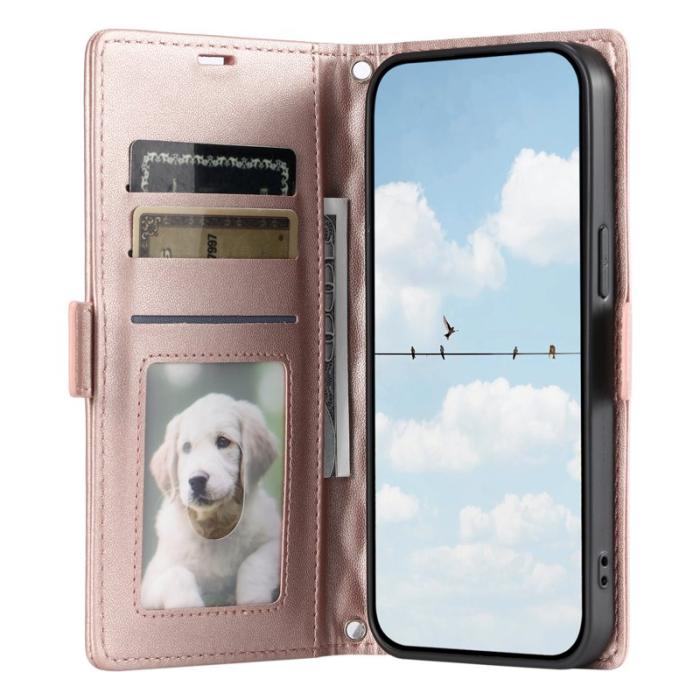 OEM - Samsung Galaxy S26/S26 Pro Plånboksfodral Konstläder Rhombus - Roséguld