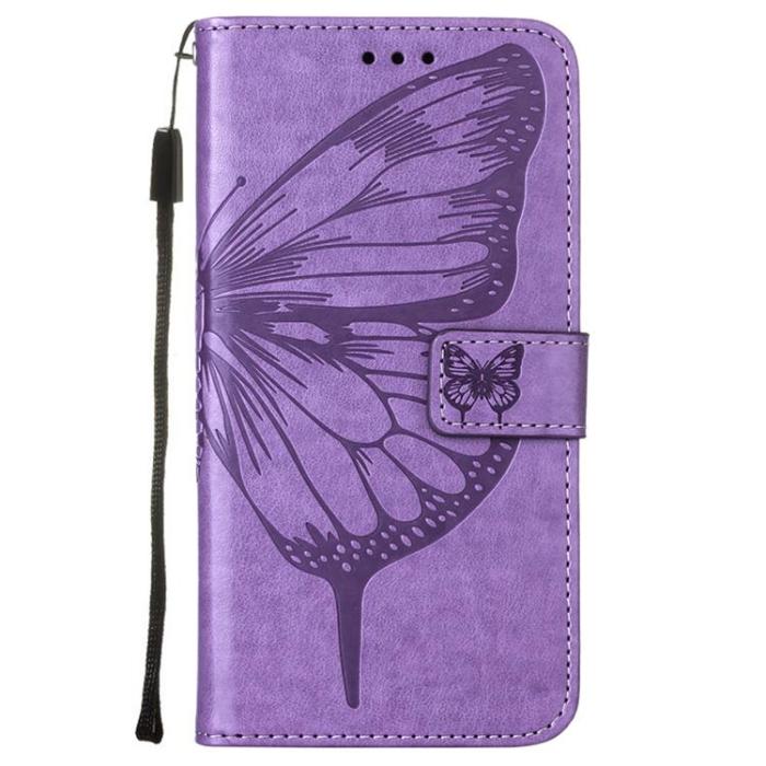 OEM - Butterfly Flower Imprinted Plånboksfodral Xiaomi 12 Pro - Lila