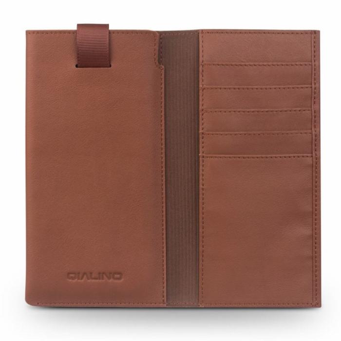 QIALINO - Universal Pouch Wallet i äkta läder - Brun (M)