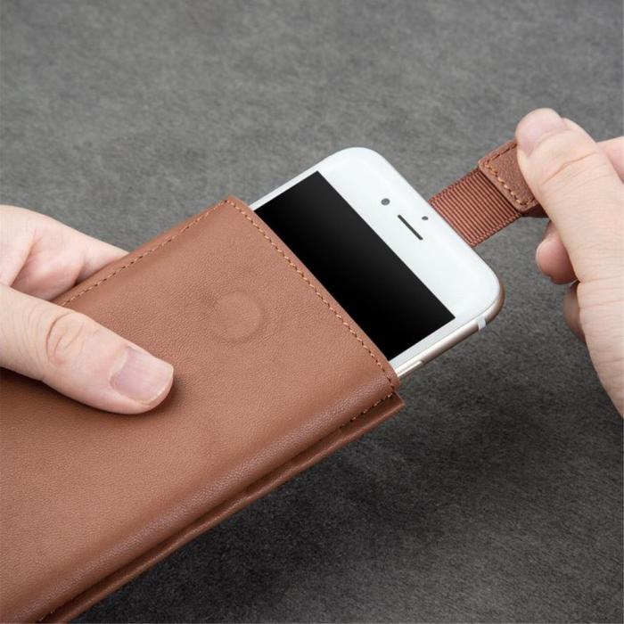 QIALINO - Universal Pouch Wallet i äkta läder - Brun (M)