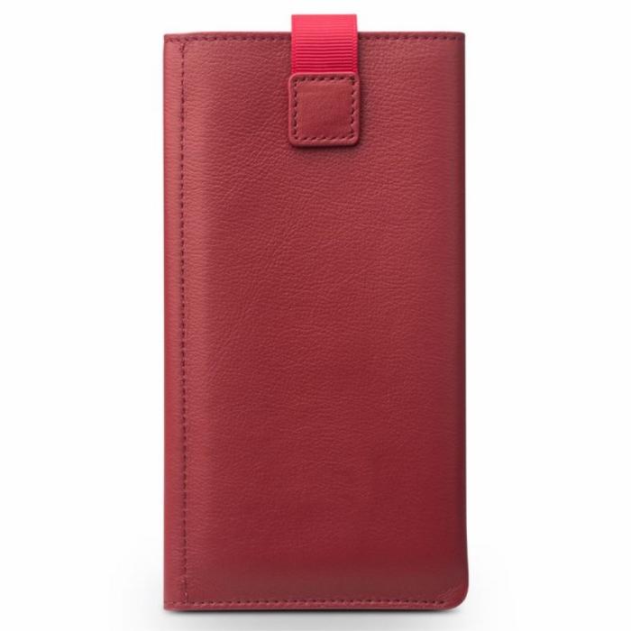 UTGATT1 - Qialino Large Universal Pouch Wallet i äkta läder - Röd