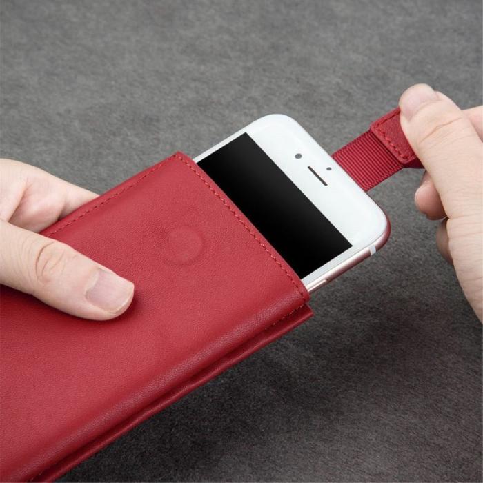 UTGATT1 - Qialino Large Universal Pouch Wallet i äkta läder - Röd