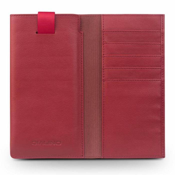 UTGATT1 - Qialino Large Universal Pouch Wallet i äkta läder - Röd