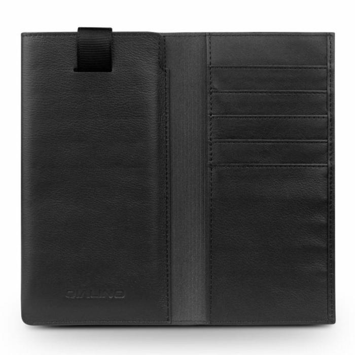 QIALINO - Qialino Universal Pouch Wallet i äkta läder - Svart (L)