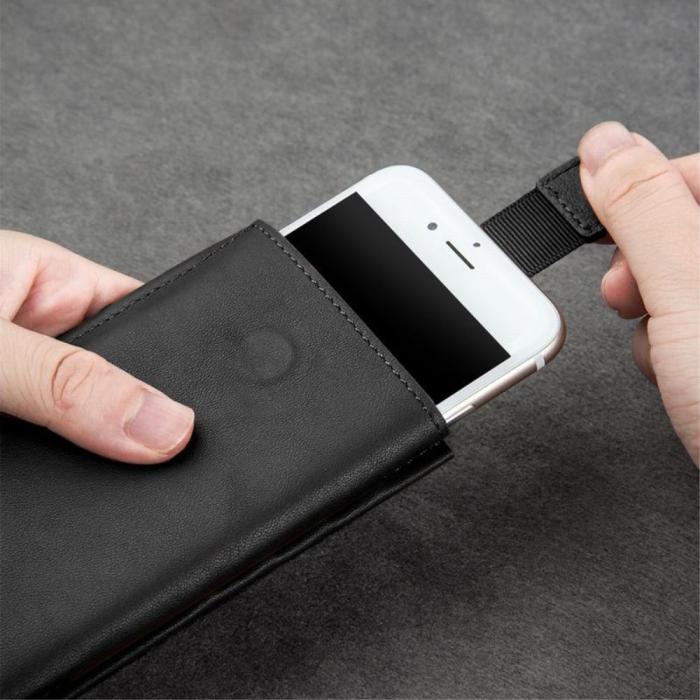 QIALINO - Qialino Universal Pouch Wallet i äkta läder - Svart (L)