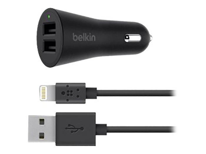 UTGATT4 - Belkin Dual Car Charger 1M Lightning Cable 24W Black