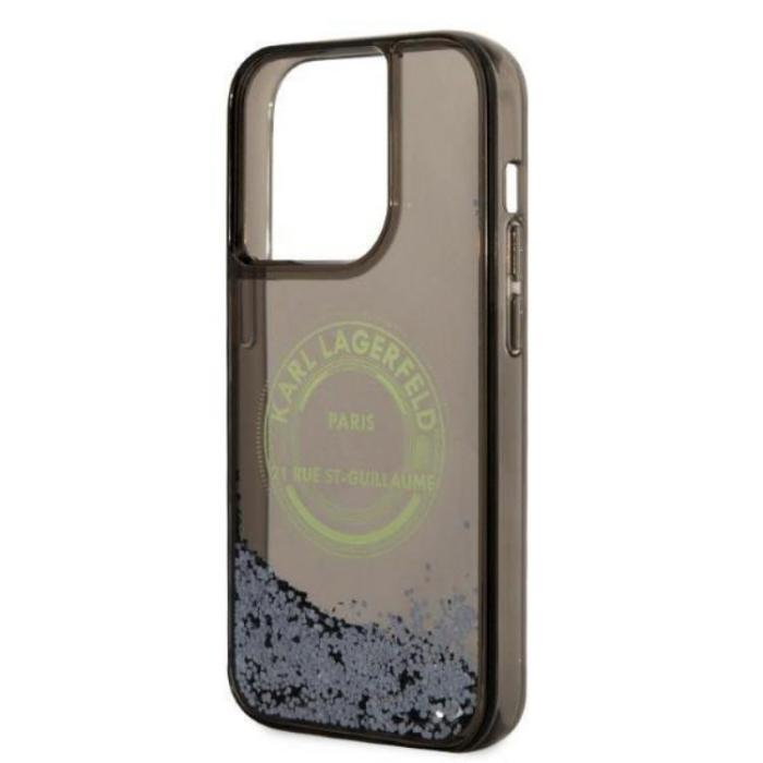 KARL LAGERFELD - Karl Lagerfeld iPhone 14 Pro Skal Liquid Glitter RSG - Svart