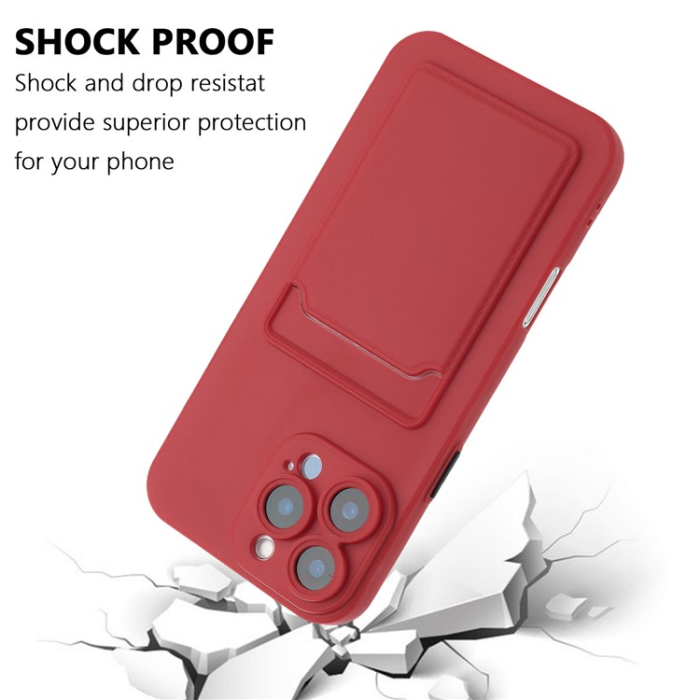 A-One Brand - iPhone 16 Pro Mobilskal Korthållare TPU - Hagtornsröd