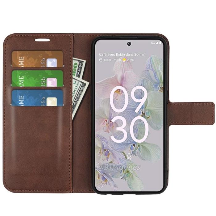 A-One Brand - Google Pixel 6a Plånboksfodral Magnetic Folio Flip - Mörkbrun