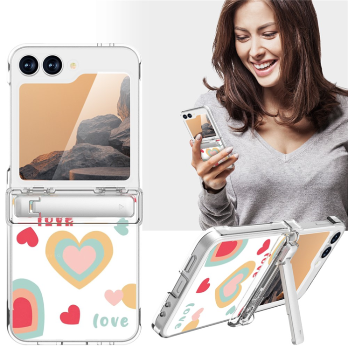 A-One Brand - GW181 Galaxy Z Flip 7 FE/Z Flip 6 Mobilskal Kickstand - Large Hearts